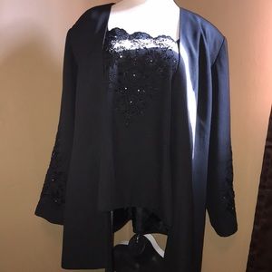 Plus Size Black 3pc Skirt Suit